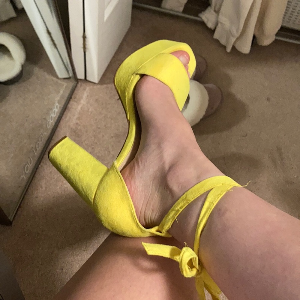 2/$25 Bright Yellow Chunky Heels
